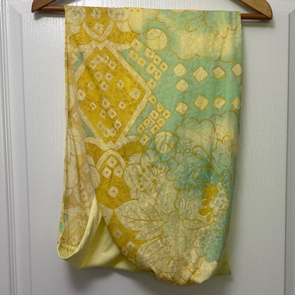 Free People Yellow and Green Patterned circle scarf